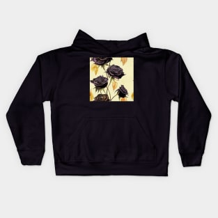 Black rose watercolor rose Kids Hoodie